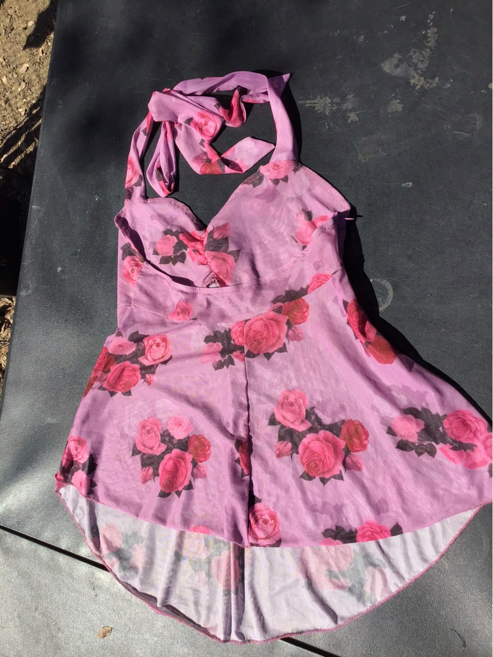 Pink Floral Halter Camisole Tank Top